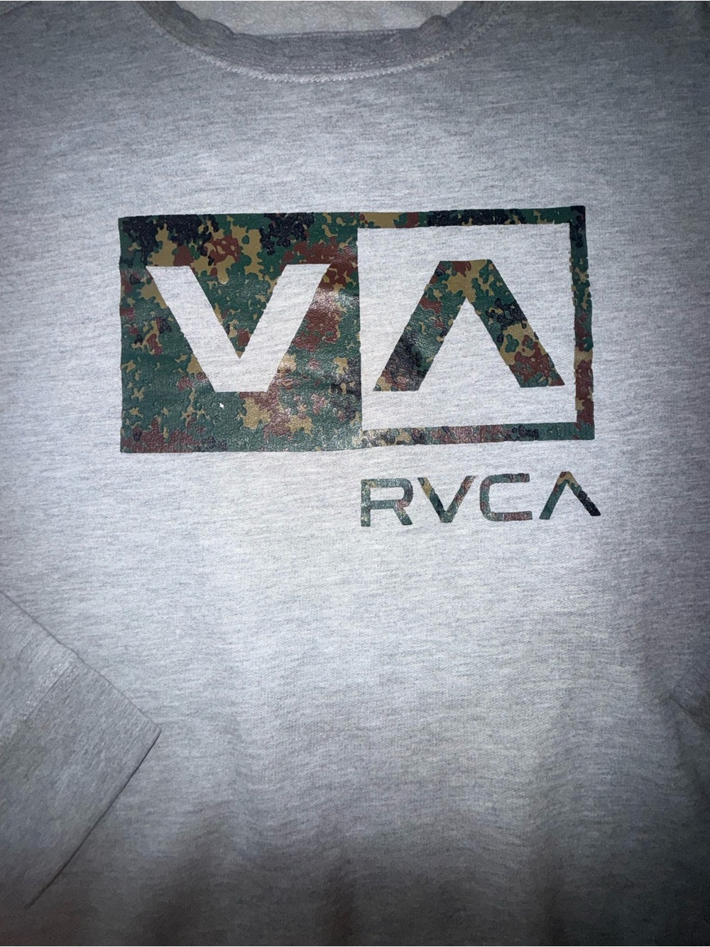Men’s RVCA Gray Camo VA Logo Crewneck Sweatshirt Size Large - Picture 5 of 9
